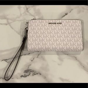 Authentic White & Gray MK Wristlet Wallet